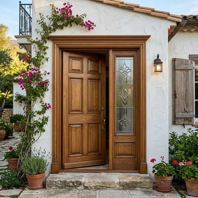 Puerta Clásica con Fijo Lateral y Vidrio