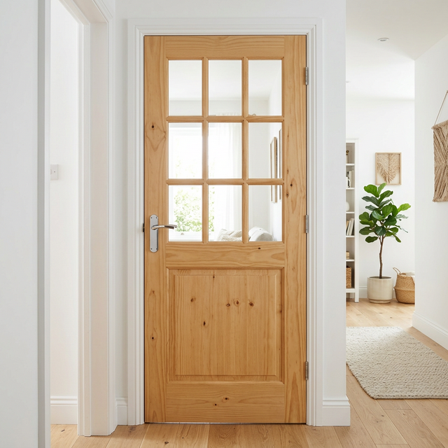 Puerta Interior con Cristal y Cuarterones