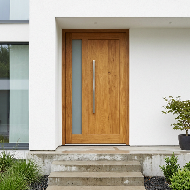 Puerta Moderna Exterior con Cristal Vertical
