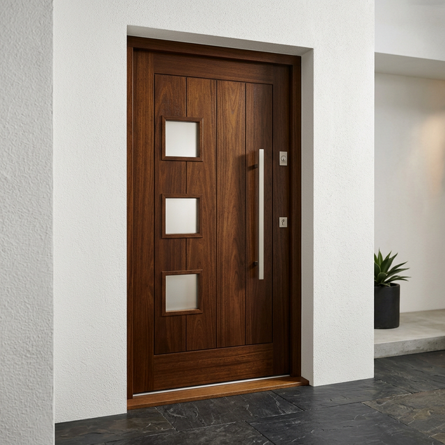 Puerta Moderna con Ventanas Cuadradas
