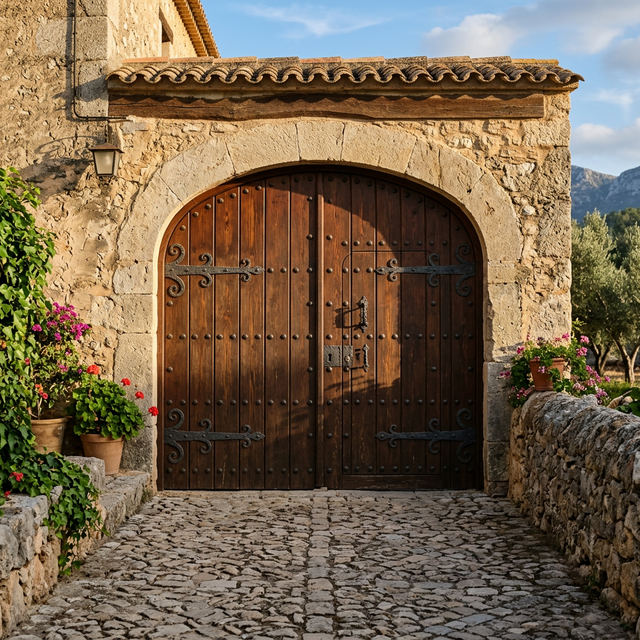 Portón de Garaje Clásico con Clavos