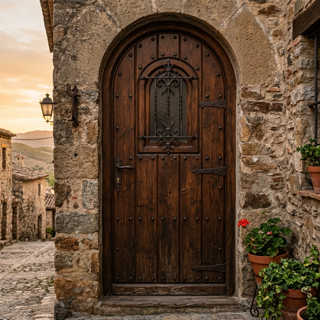 Puerta Rústica Exterior con Montante