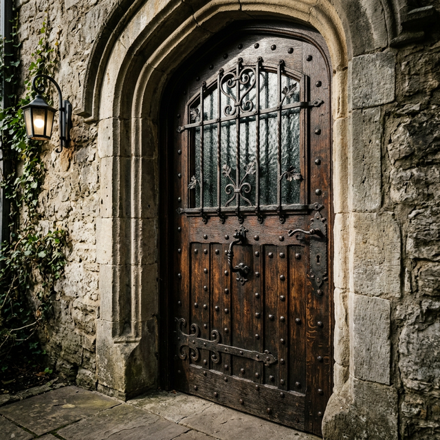 Puerta Rústica con Reja de Forja
